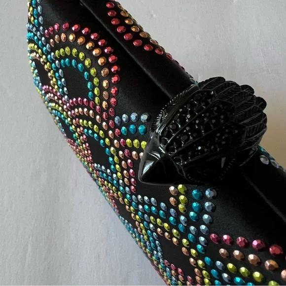 KURT GEIGER LONDON BLACK RAINBOW EAGLE CLUTCH BLACK NWOT